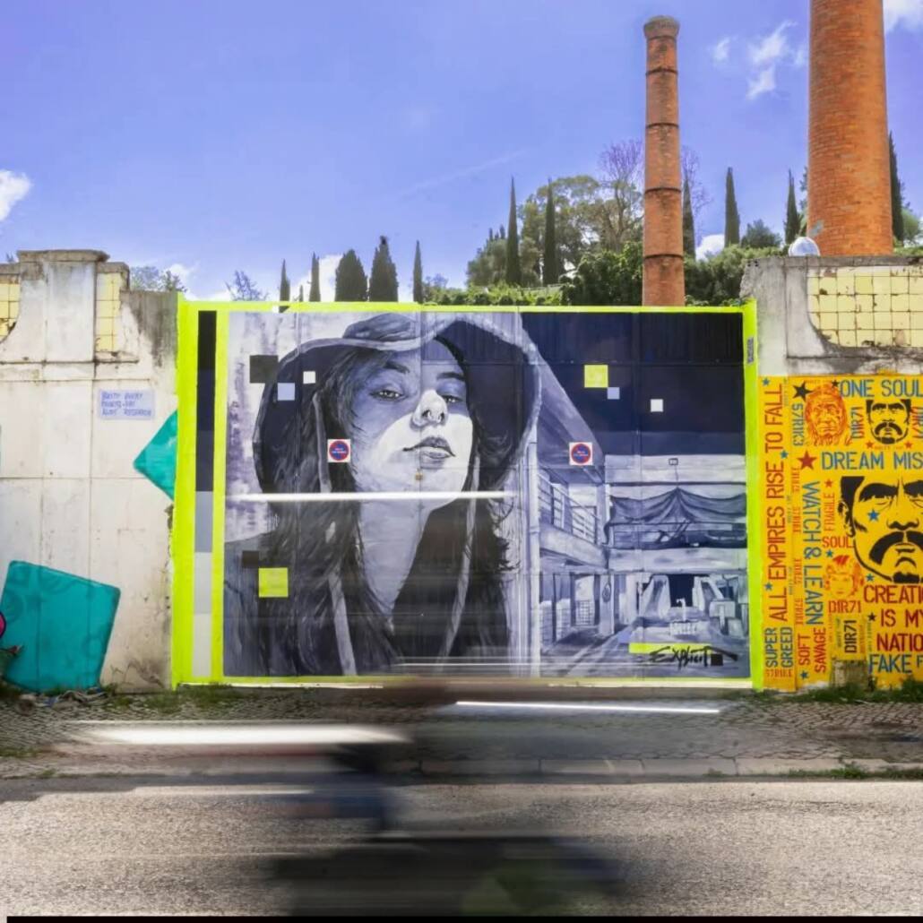 Fresques_Portrait monochrome du duo dartistes Explicit Citizens—Lisbonne_1